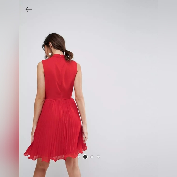 ASOS Sleeveless Lace Insert Pleated Mini Dress - Picture 4 of 4